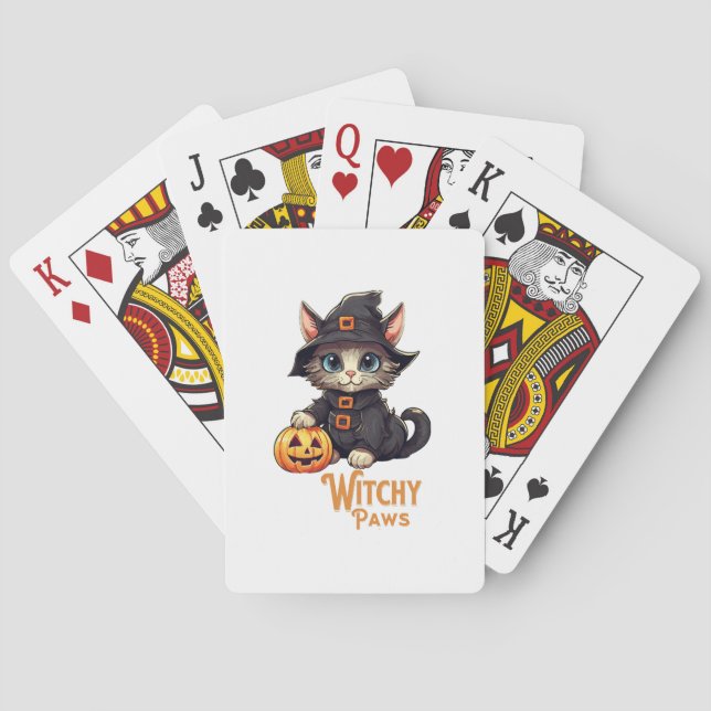Baralho Gato de Halloween Patas Bruxa (Verso)