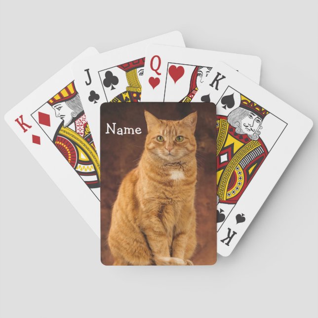 Baralho Gato de Tabby Laranja Personalizado (Verso)
