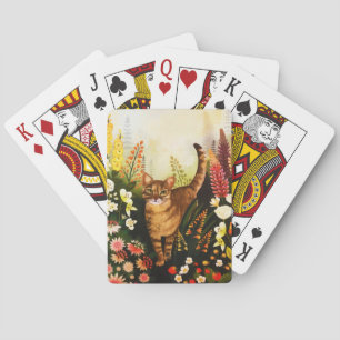 Baralho Gato De Vintagem Na Aquarela De Jardim Sangrento