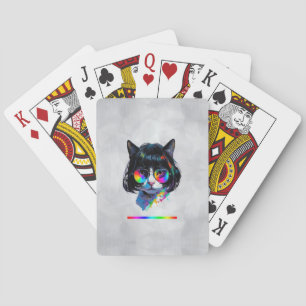 Baralho Gato em uma Peruca + Óculos de Sol (Pintura #6 + R