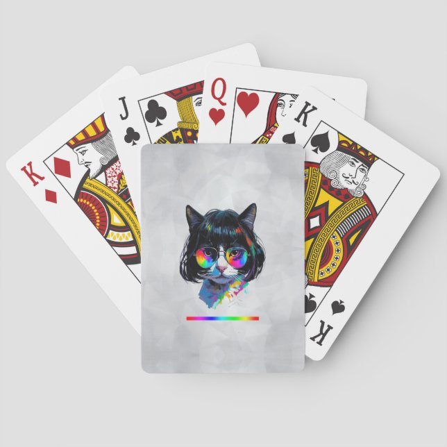 Baralho Gato em uma Peruca + Óculos de Sol (Pintura #6 + R (Verso)