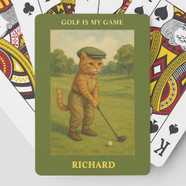 Baralho Gato Estiloso Jogando Golfe Personalizado