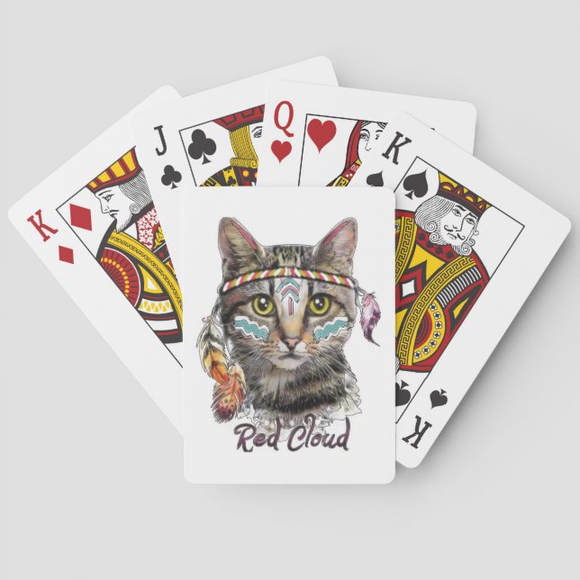Baralho Gato fofo de nuvem vermelha (Verso)