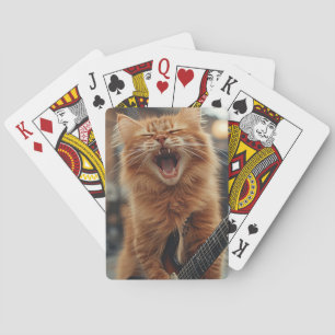 Baralho Gato Guitarrista Ruivo de Rock N Roll Rockstar