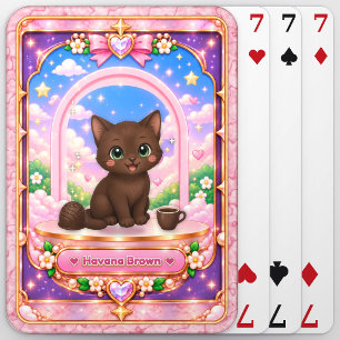 Baralho Gato Havana Brown, Arte Kawaii
