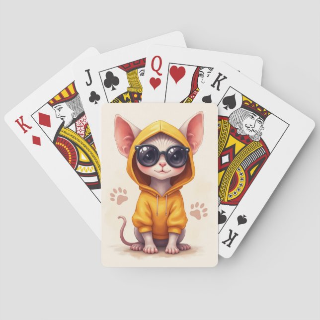 Baralho Gato Kawaii Sphynx Engraçado (Verso)