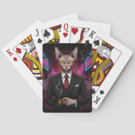 Baralho Gato Mafia Sphynx em Estilo Neon Noir