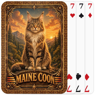 Baralho Gato Maine Coon, Arte Vintage