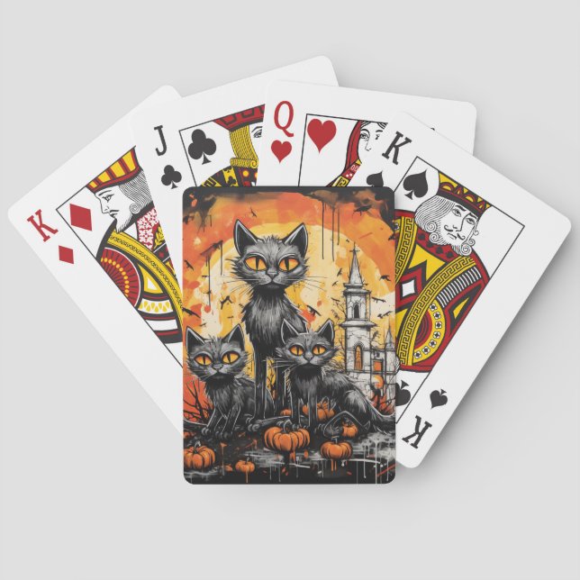 Baralho Gato Negro de Halloween Spooky (Verso)