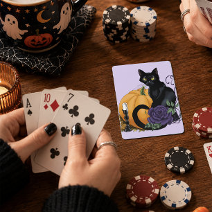 Baralho Gato Preto Rosa Roxa Abóbora Outono
