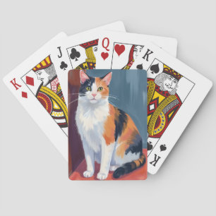Baralho Gato Tricolor   Aquarela Gatinho Bonito Gato Anima