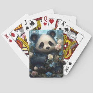Baralho Gentil Urso Panda Entre Rosas Selvagens