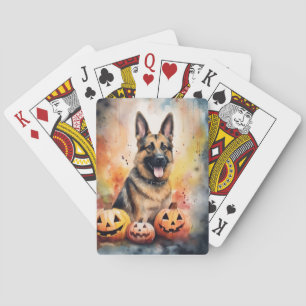 Baralho German shepherd De Halloween Com Abóboras Assustad