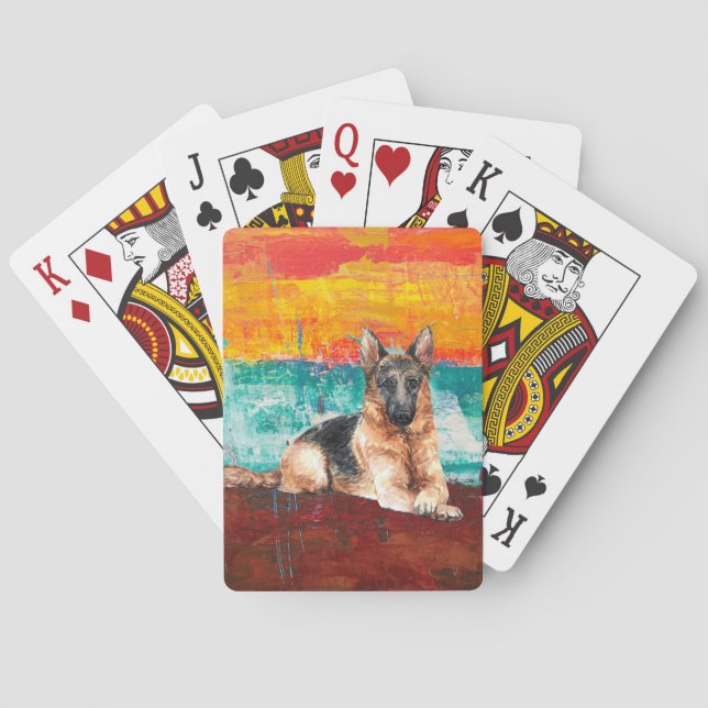 Baralho German shepherd de pintura artística (Verso)