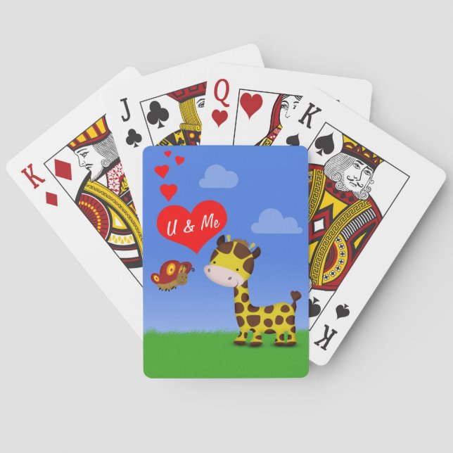 Baralho Girafa e borboleta apaixonadas (Verso)