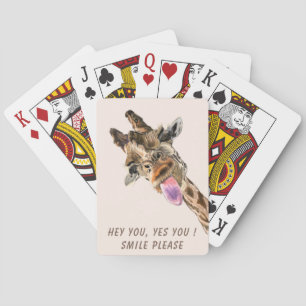 Baralho Girafa Engraçada Jogando Cartões - Texto Personali