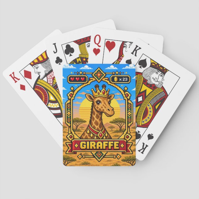 Baralho Giraffe Retro Arte Pixel 8-Bit (Verso)