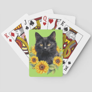 Baralho Girasóis de Gato Preto Verde Lima