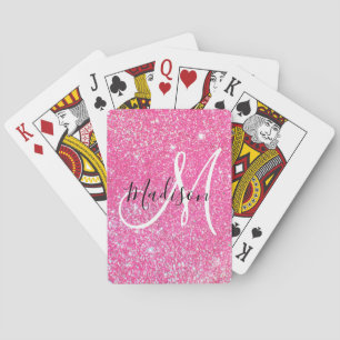 Baralho Girly Glam Rosa Brilhante Brilho Monograma Nome