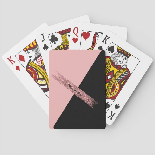 Baralho Glicma Chic Personalizada com Glitter Preto-Rosa T (Verso)