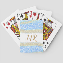 Baralho glitter dourado azul glitter glitter nome monogram