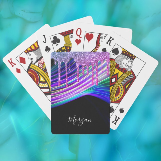 Baralho Glitter roxo, Raios claros, nome em preto (Criador carregado)
