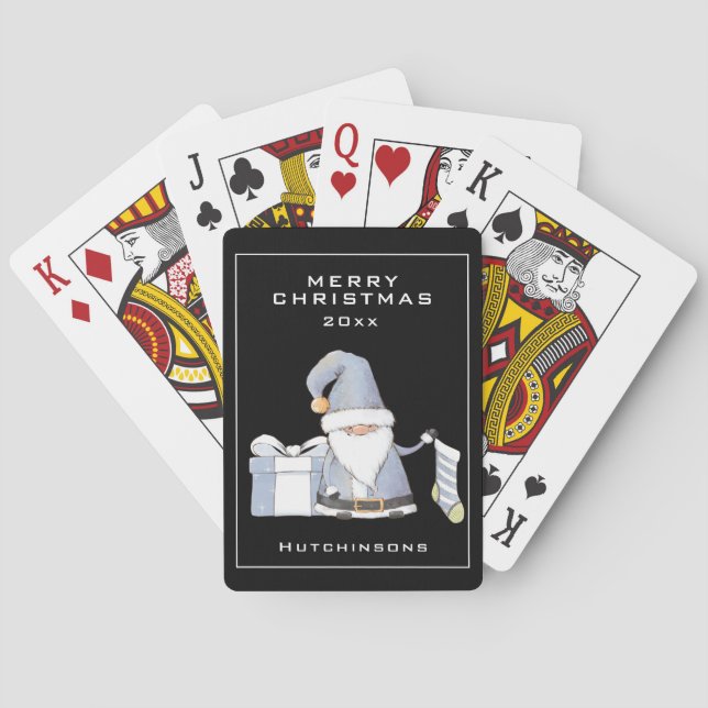 Baralho Gnomo de Papais noeis Azuis com Parada e Presente (Verso)