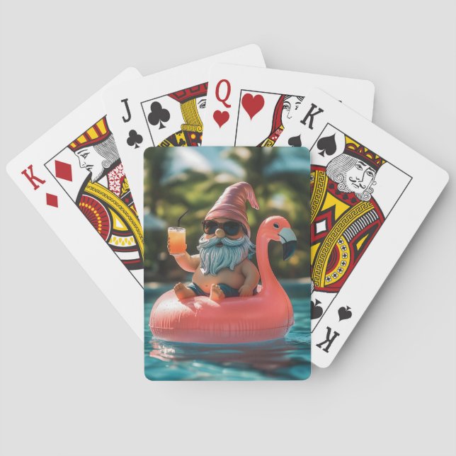 Baralho Gnomo de Verão em óculos de sol no Flamingo Float (Verso)