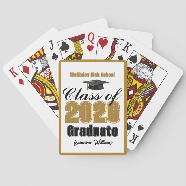Baralho Gold Class of 2026 Custom Graduation Party (Verso)