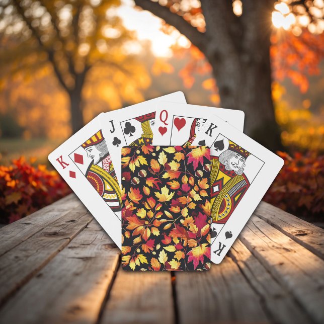 Baralho Golden Autumn Leaves Fall Pattern Playing Cards (Criador carregado)