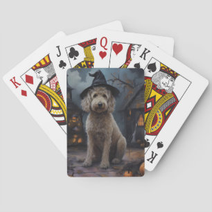 Baralho Goldendoodle Pumpkins Halloween Assustado