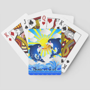 Baralho Golfinhos no Sun Personalize Adicionar seu nome Te