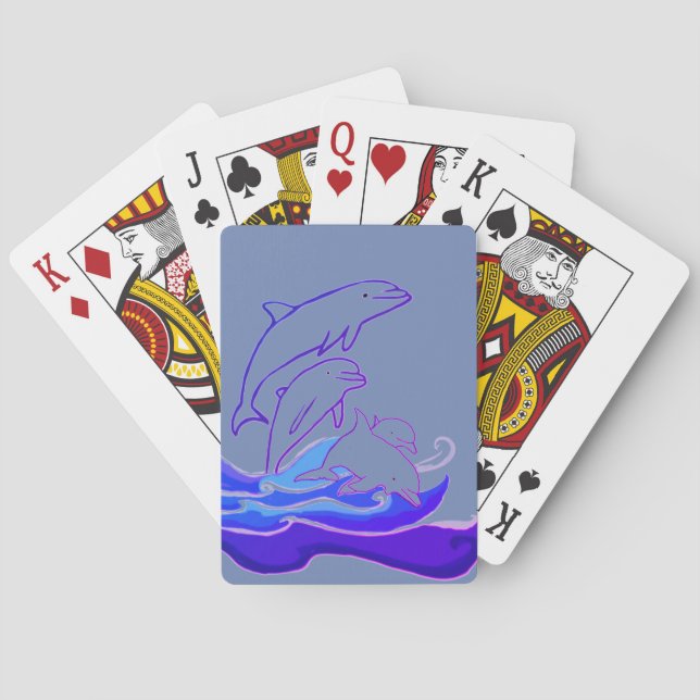 Baralho Golfinhos saltando ondas Classic Playing Cards (Verso)