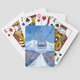 Baralho Gôndola de Esqui Montanha de Neve Aquarela