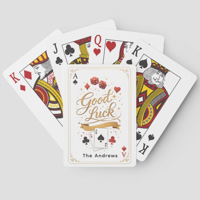 Baralho Good Luck Poker Card Design – Elegant Casino Typog (Verso)