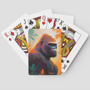Baralho Gorilla Ape Animal Retrato Pintando Vida Selvagem