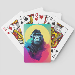 Baralho Gorilla Ape Wild Nature Color Pintura Animal