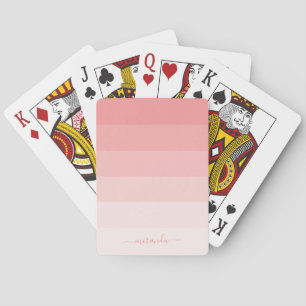 Baralho Gradient Pastel Pink Stripes com Nome Personalizad