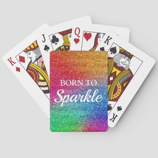 Baralho Gradiente de Arco-Íris Brilhante com Glitter Nasci (Verso)
