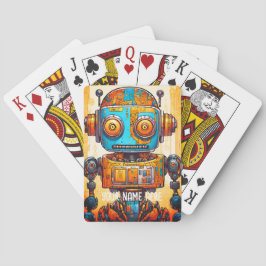 BARALHO GRAFITE ROBOT AZUL DOURADO SHABBY STYLE CUTE