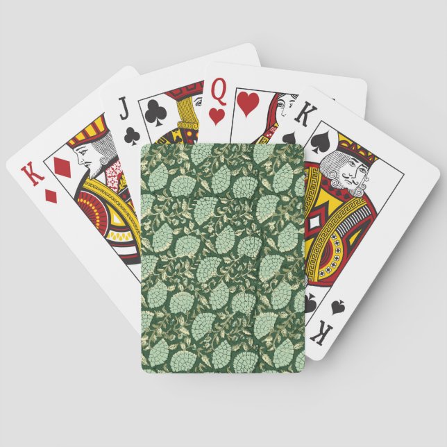 Baralho Green Floral Block Print Playing Cards (Verso)