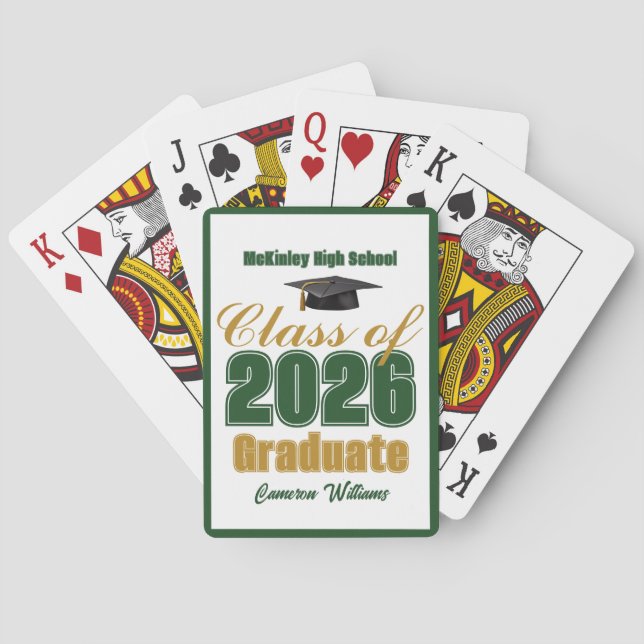 Baralho Green Gold Class of 2026 Custom Graduation Party (Verso)
