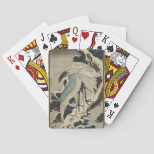 Baralho Gruas em Pine Hokusai coberto de neve