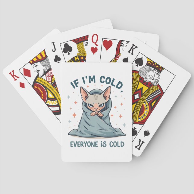 Baralho Grumpy Sphynx Cat Cold Humor Cartoon Design (Verso)