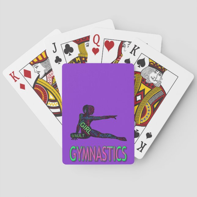 Baralho Gymnastics Word Art Purple Classic Playing Cards (Verso)