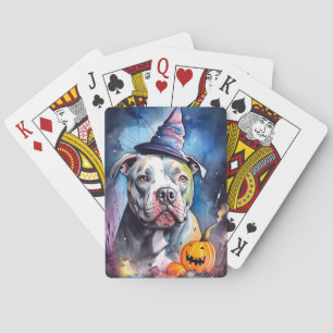 Baralho Halloween American Staffordshire Com Pumpkins