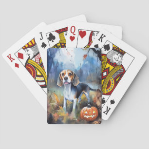 Baralho Halloween Beagle Com Pumpkins Assustado