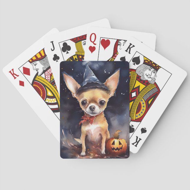 Baralho Halloween chihuahua com Pumpkins assustado (Verso)