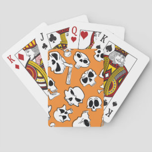 Baralho Halloween Skulls Bones Doodle Patterno