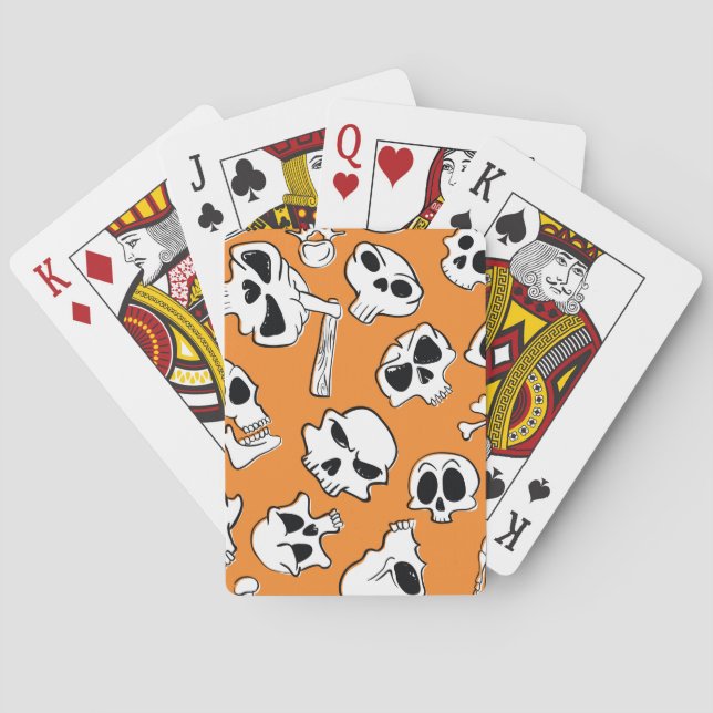 Baralho Halloween Skulls Bones Doodle Patterno (Verso)